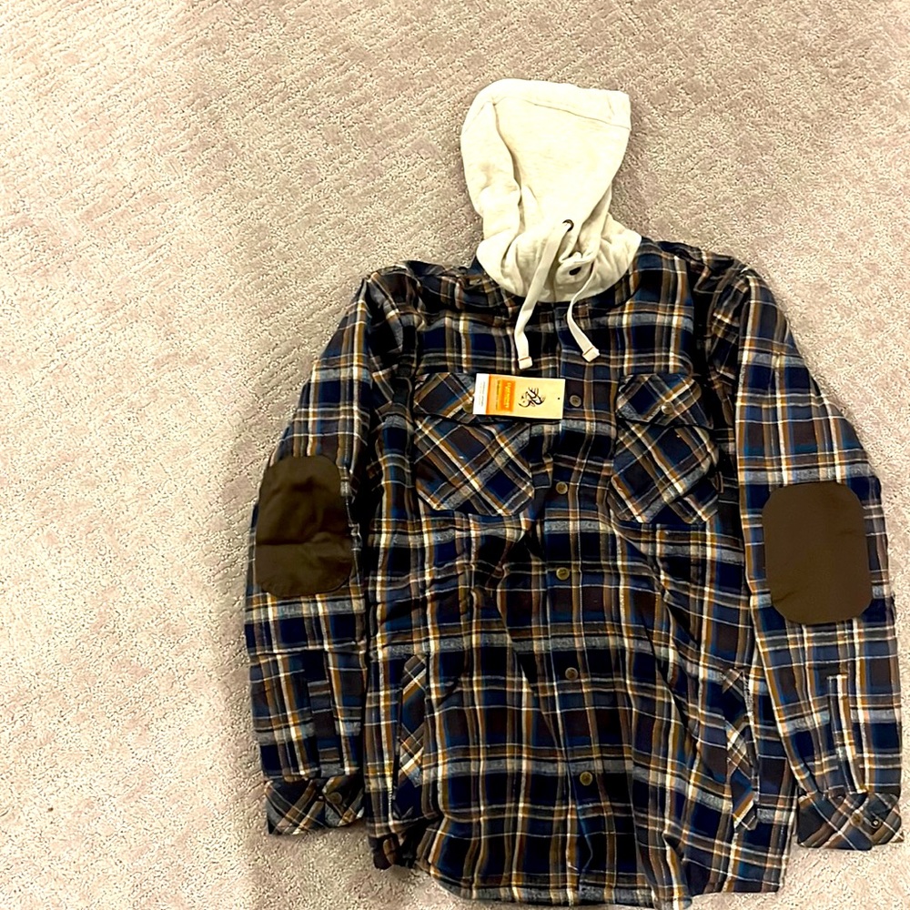 XL warm and fuzzy button up flannel jacket/hoodie.